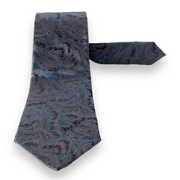Nina Ricci Mens Tie 3.25 x 56 Short Doves in Flight 100% Silk Blue Purple Black - Picture 2 of 11